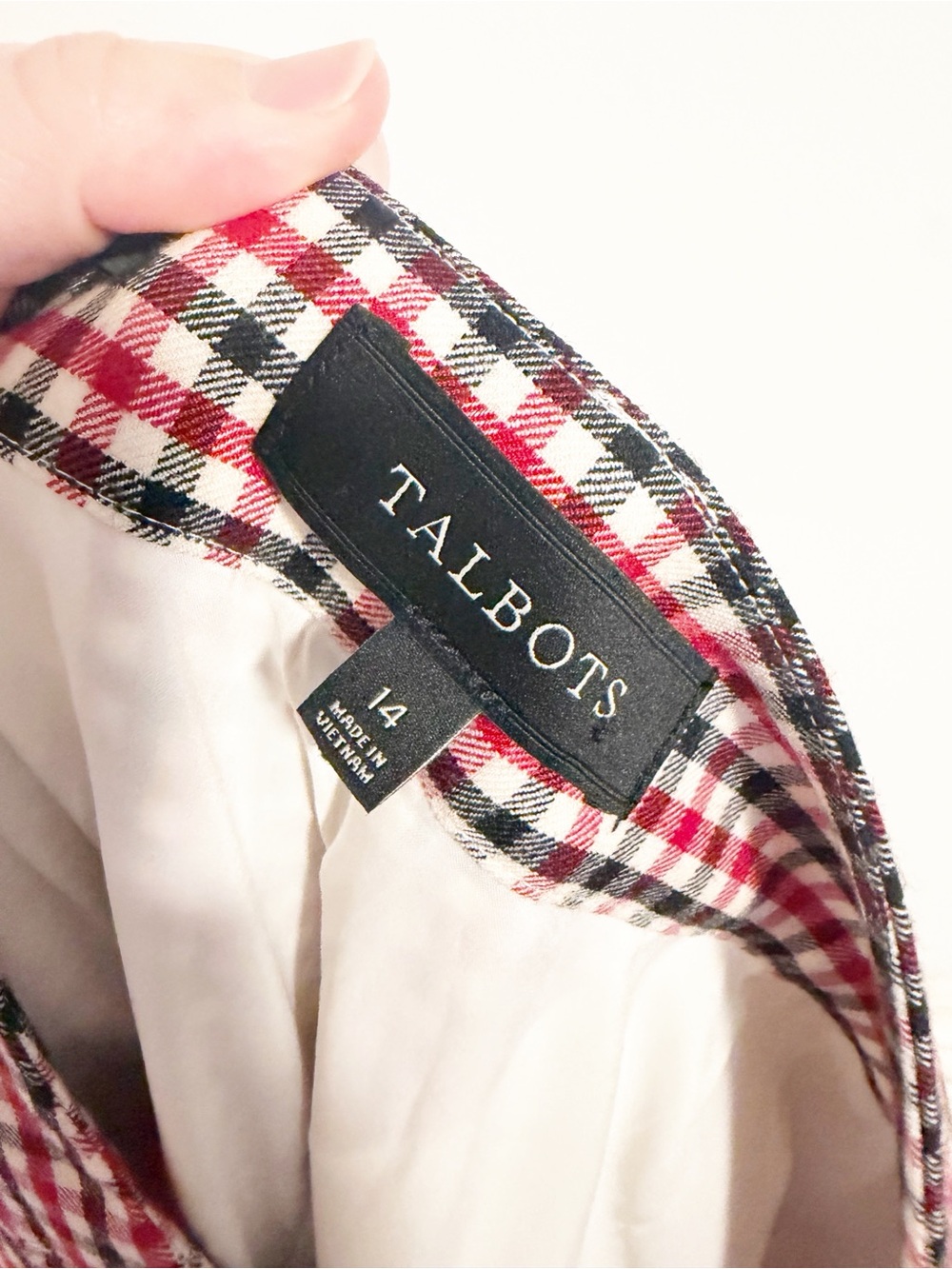 Talbots Hampshire Ankle Pants Red Black Plaid Wool Blend Dress Pants 14 - Picture 2 of 6